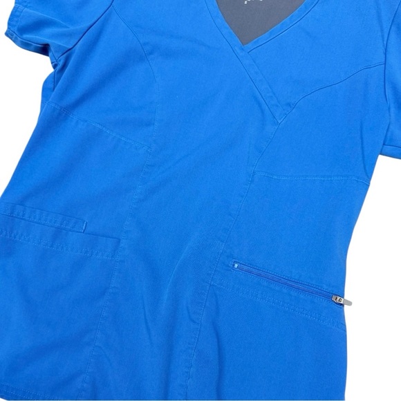 Grey’s Anatomy by Barco Spandex Stretch Kim V-Neck Scrub Top Women’s Small Royal - Picture 7 of 9